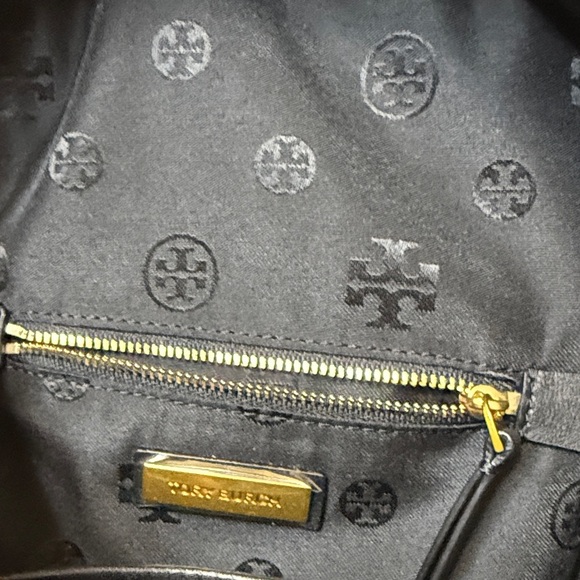 NWOT Tory Burch Black Croc-Embossed Mini Backpack with Gold Details